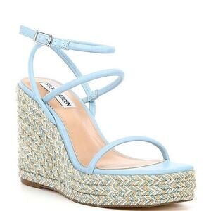 Steve Madden Women's "Unify" Light Blue Platform Wedge Sandals Size 9. Shiny